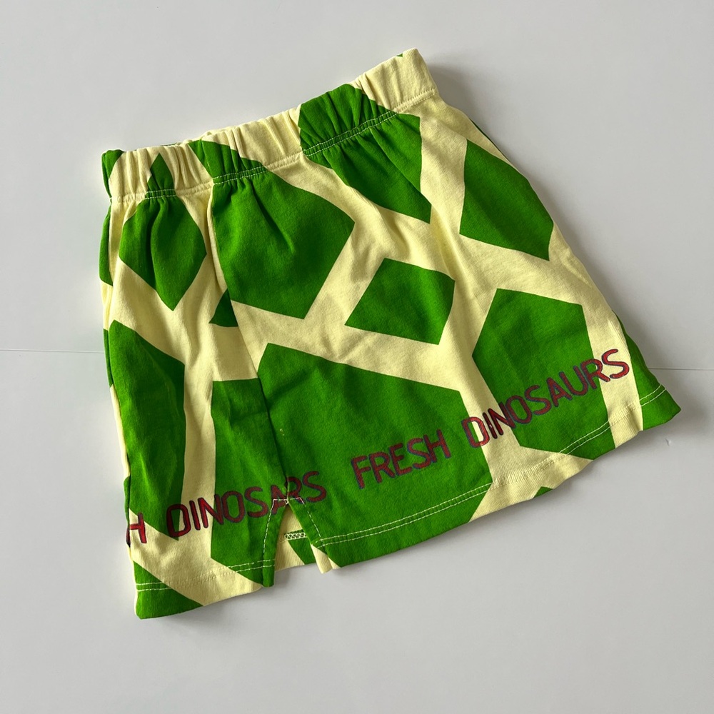 Fresh Dinosaurs amazing geometric girl’s skirt. Green and cream. 100% organic